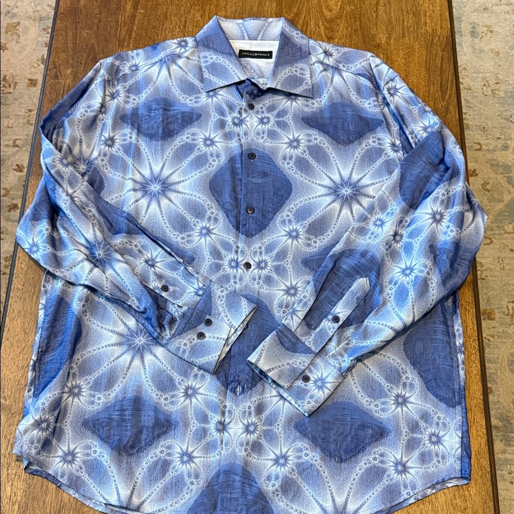 Jhane Barnes Purple and White Floral Shirt